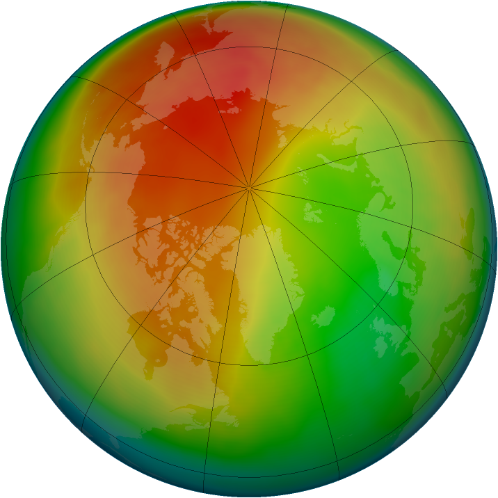 Arctic ozone map for February 2012